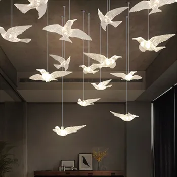 Moderný Minimalistický Schodisko Luster Obývacia Izba, Spálňa Led Luster Tvorivé Osobnosti Vták Luster Vlastné Osvetlenie