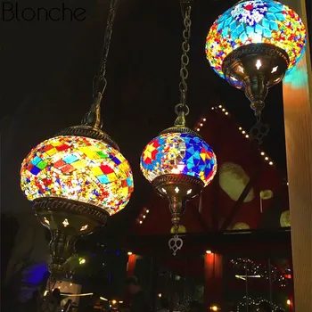 Stredomorský Štýl Dekorácie Prívesok Svetlá Vitráže Lampy Svietidlá Turecký Vintage Svietidlo Obývacia Izba Domova