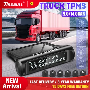 Tirebull Sledovanie Tlaku v Pneumatikách Systém Auto Motobike Truck TPMS LCD Farebný Tlaku v Pneumatikách Rozchod 4PCS Externý senzor, Auto Alarm