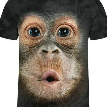Pánske 3D Orangutan Tlač Krátke Sleeve T-shirt Jar a v Lete okolo Krku Pohodlné Módne Sviatočné Šaty Krátke Rukáv 02*