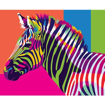 Farebné Zebra Zarámované Obrázky DIY Maľovanie Podľa Čísel DIY olejomaľba Na Plátne Domáce Dekorácie na Stenu Umenie GX26201 40X50CM