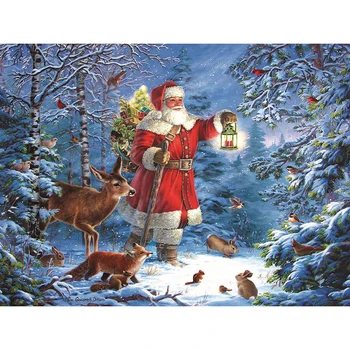 Plné námestia/Round-Diamond Maľovanie Cross Stitch Santa Claus a zvieratá Drahokamu mozaiky Diamond Výšivky Dekoratívny darček