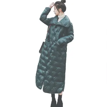 Zimný Kabát Žien Dlhá Bunda Zimné Oblečenie Výšivky Turtleneck Teplá Vetrovka Lady Tenké Single-breasted Outwear Puffer Bunda