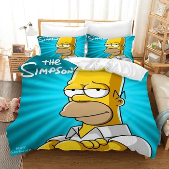 3d Rodine Simpsonovcov Vytlačené posteľná bielizeň Nastaviť Chlapcov, Dievčatá, Deti Cartoon Simpson Perinu Nastaviť obliečka na Vankúš Twin Plný King Size Queen