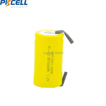 5 ks PKCELL NiCd 1.2 V Nabíjateľné Batérie D 5000mAh NI-CD akumulátorom Plochý Top So Zváranie kus na elektrický bicykel