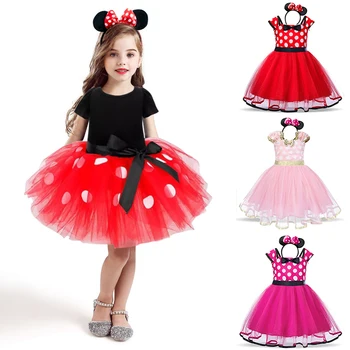 Mini Myš Baby Girl Dress 2-6 Rokov Cosplay Kostým Princezná pre Deti, Dievčatá Narodeniny Vianočný Večierok Polka-Dot-Šaty, Oblečenie