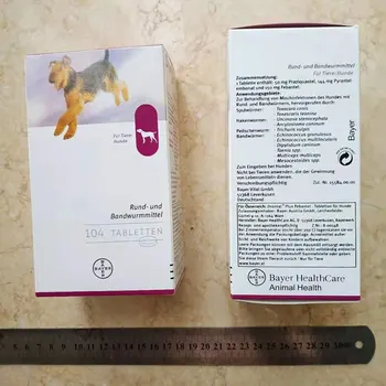 Drontal Plus Pre Psov 8/32/104 Tablety (Tapeworm Dewormer pre Psov) Odborná Odčervené Nového Dátumu