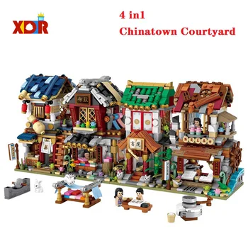 1733-1736Mini Stavebné Bloky Chinatown Legos Chinatown Séria Shop Tehla Montáž Stavebných Modelu Deti Hračky, Darčekové Siheyuan