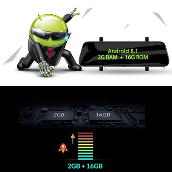 Dropshipping E-ACE D13 Auta Dvr 4G Android ADAS 10 Palcový Spätné Zrkadlo 1080P Dash Cam Video Rekordér GPS Navigácie Duálny Objektív