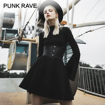 PUNK RAVE Dievča je Gotický Faux Kožené Underbust Fashion Korzety Punk Široké Pásy Ženy Príslušenstvo
