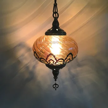 Najnovší štýl, Turecko etnické zvyklosti Duté rezbárstvo lampa Romantický kaviareň reštaurácia, bar strom prívesok svetlo Zefektívniť sklo osvetlenie