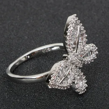 BIJOX PRÍBEH luxusné 925 sterling silver šperky krúžok s butterfly tvarované zirkón krúžok pre ženy svadobný sľub strán veľkosti 6-10