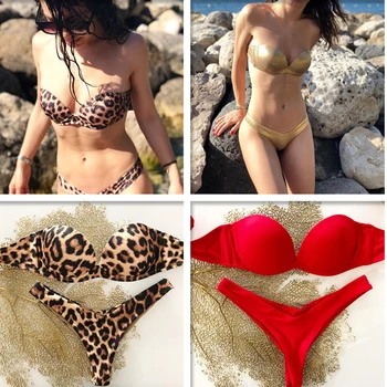 Leopard bikini remeň zlato tankini plávanie oblek ženy dámy červené plavky, bikiny sexy brazília maillot sexy pláž nosiť bez ramienok