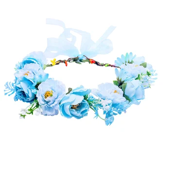 Prašnom modrá svadobné Námornícka modrá kvetinový korunu Kvetu headpiece Materskej Svadobné vlasy veniec Kvet Bridesmaid, Vlasy kvety koruna