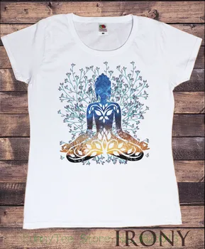 Dámske Tričko Fleuri Pour Dames Yogatraining Haut Buddha Čakra Meditácie Hobo Boho Paix T-Shirt Čierna Štýl