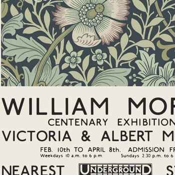William Morris Plátno na Maľovanie Victoria a Albert Múzeum Výstava Plagátov a Vytlačí London Underground secesná Výzdoba