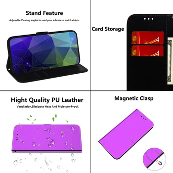 Flip Zrkadlo Telefón Prípade Redmi Note9 9S 8 7 9A 9C Kožené 3D Svetlé Telefón puzdro pre Xiao X3 NFC 10 Ultra Peňaženky Kryt Fundas