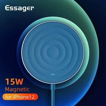 Essager Magnetické 15W Qi Bezdrôtová Nabíjačka Pre iPhone 12 Pro Max X Indukčné Mini Rýchle Bezdrôtové Nabíjanie Pad S Káblom Pre Xiao