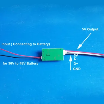 36V alebo 48V DC DC converter, 5V napätie krok dole transformátor elektrický bicykel, Lítium-iónová USB 5V výstupný