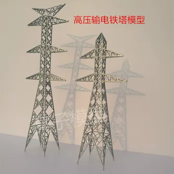 Piesok Tabuľka Model Vysoké Napätie Veža Prenos Kábel Plastového Suda Na Diorama Budovy