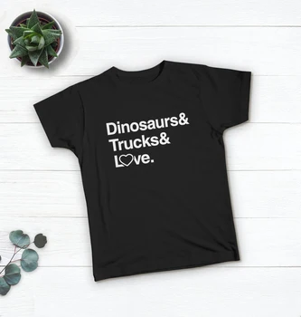 Valentín Tričko Batoľa Chlapci Dinosaura Tee Deti Milujú Vtipné Tričko Chlapcov Grafické Tričko Dinosaura Nákladné automobily a Láska Módne oblečenie