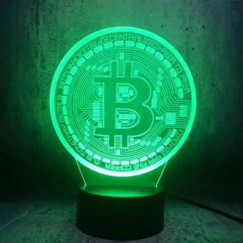 Bitcoin LED Nočné Svetlo Usb Dotykový Snímač Farby Novinka Osvetlenie Dieťa Dieťa Dovolenku Dar Spálňa Decor 3D Lampa Bitcoin
