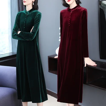 2020 Jeseň Zima Pevné 4XL Plus Veľkosť Teplé Šaty Elegantné Ženy Červené Zlato Velvet Midi Šaty Vintage Bodycon Strany Vestidos