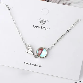 925 Sterling Silver Farebné Moonstone kúzlo Náramok pre ženy Fishtail Reťazca Náramok Módne Kórea Šperky 2020 Nové