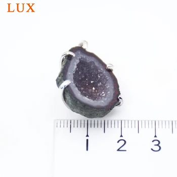 925 Sterling Silver Prírodné Druzy Quartz Geode Prívesok, originálny agates geode charms ručne vyrábané prívesky