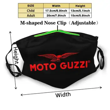 Moto Guzzi Fan Art Logo Red Nové 3D Masku na Tvár Ochranné Pokrýva Výstroj Umývateľný Opakovane Priedušná Facemask Moto Moto Guzzy