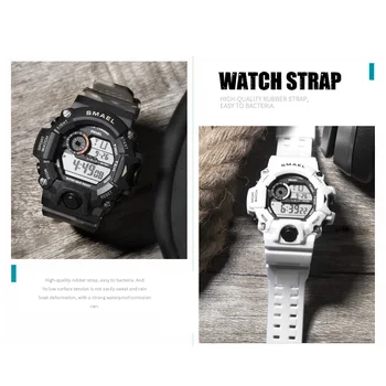 SMAEL Mužov Športové Hodinky Šok Vojenské Sledujte Fashion Kamufláž náramkové hodinky Potápačské pánske Športové LED Digitálne, Vodotesné Hodinky