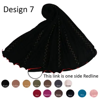 Redline D07 - na Jednej strane červená čiara Bavlna elastický Dres Hidžáb Šatku s drahokamu Diamond Šatka pre netherland moslimské ženy