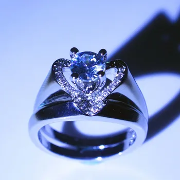 Značka Žena Crystal Biely Svadobný Prsteň Luxusné Strieborné Farebné Srdce Zásnubný Prsteň Vintage Svadobné Svadobné Prstene Pre Ženy
