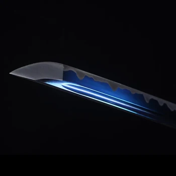 Real steel japonský meč katana modrá farba čepeľ ostré hrany 1060 vysoko uhlíkovej ocele drevený plášť rez fliaš a bambusu
