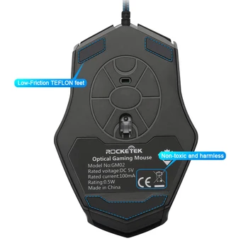 Rocketek USB káblové pripojenie Hernej Myši 3200 DPI 7-tlačidlová optická myš s led podsvietením ergonomický tvar, overwatch hra prenosný počítač