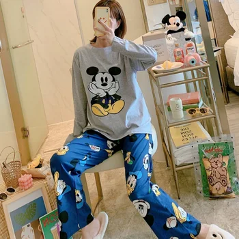 Disney Mickey Mouse Dlhým rukávom Cartoon Pajama Donald Duck Medvedík Pú Pyžamo Nový Štýl Dievčatá Domáce Oblečenie Sleepwear