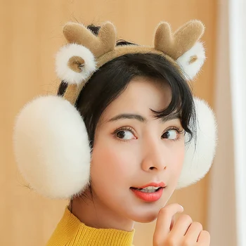 Chrániče sluchu Ženy Cartoon Jeleň Chlpaté Harajuku Kawaii kórejský Štýl Skladania Teplé Dámske Earmuff Voľný čas All-zápas Jednoduché, Elegantné Zvierat