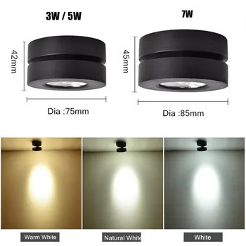 [DBF]Super tenký Skladacia Povrchovú montáž LED Downlight 3W 5W 7W LED Žiarovka 360 Stupňov Otočná 3000K/4 000 K/6000K LED Bodové Svetlo