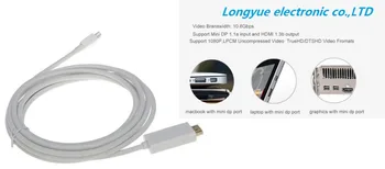 Displej Mini DP na Kábel HDMI Samec Samec Adaptér pre Macbook Pro Air Projektor Fotoaparát Podpora TV 4K*2K 3D 1080P