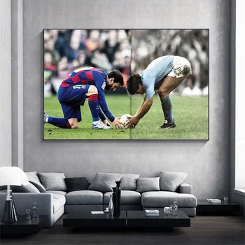 Messi a Diego Maradona Plagát Futbalový Hráč Umenie Maradona Obraz Tlač na Plátne, Plagát a Tlač pre Obývacej Miestnosti Dekorácie