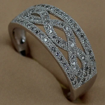 SHUNXUNZE Výbuchu modely, Snubné prstene, Šperky pre ženy vianočné darčeky Bielymi Zirkónmi Ródium Á R3255 veľkosť 6 7 8