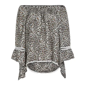 Leopard Šifón, Blúzky, Ženy Sexy Mimo Ramenný Letné Tričko Dámske Topy A Blúzky Dámske Blúzky Top Blusas Mujer De Moda 2020