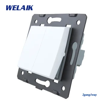 WELAIK-1 Značku EÚ PC Panel Stene Tlačidlo Prepnúť Biela Európska Norma Light Switch DIY Časti AC110~250V 2Gang1Way A721W