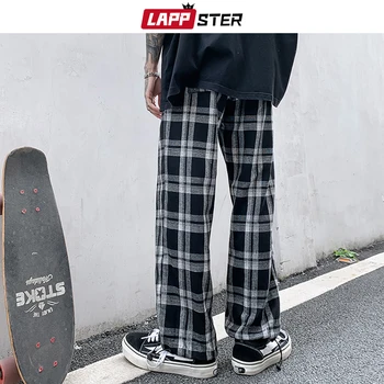 LAPPSTER Skateboard Pánske Čierne Kockované Nohavice 2020 Lete Mens Harajuku Streetwear Hárem Nohavice Muž kórejský Módy Voľné Joggers
