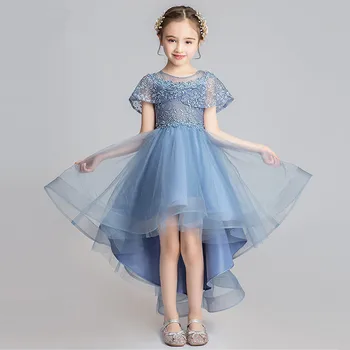 Modrá Tylu Kvet Dievča Svadobné Šaty Dlhé Plesové Šaty, Večer, Dievčatá, Deti, Lištovanie Princezná Prom Party Formálne Narodeniny Oblečenie