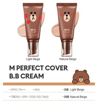 MISSHA Line Priateľmi Edition Perfect Cover BB Cream 50ml SPF42 PA+++ CC Krém 30ml Nadácie Korektor Nahý make-up BB Krém