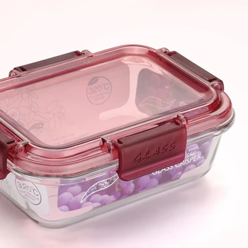Sklo Lunch Box Mikrovlnná Bento Ohrevu Chladených Hermeticky Utesnených Potravín Kontajner Skladovanie Transparentné Veko Kruhové Námestie Box