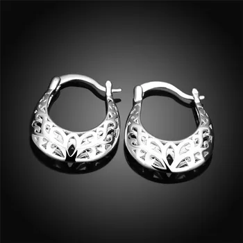 925 Sterling Silver Hoop Náušnice Nové Kabelky v Tvare Kvetinové Vzory Fashion Party Náušnice Šperky pre Ženy