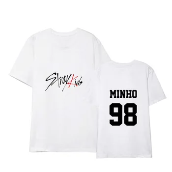 Straykids oblečenie kórejská verzia voľné študent pár letných nové čierne a biele túlavé deti-krátke rukávy T-shirt