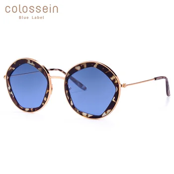 COLOSSEIN Klasické slnečné Okuliare Ženy Móda Formálne Vintage Okrúhle Slnečné Okuliare Mužov Modis Osobnosti Kovové Modré Okuliare UV400